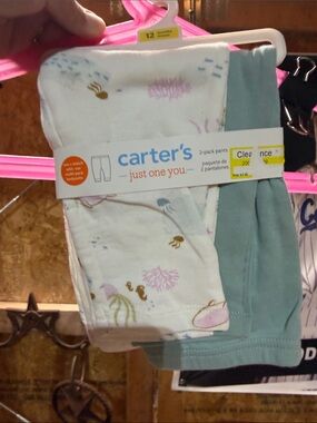Carter's Girls 2-Pack Sea Life Leggings in White & Teal